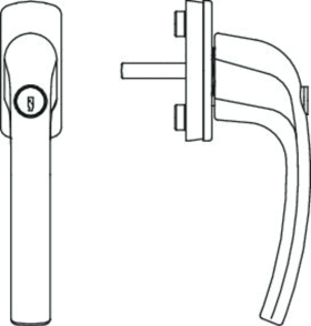 Maco  Fenstergriff Symphony mit 45° Raste Sperrzylinder mit Nocken 10/12 Stift 7x35 titan F7  54043