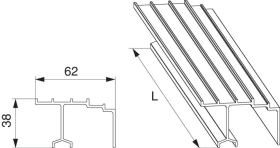 Maco  Führungsschiene HS mit Blende und Dichtband S=68mm L=3.500mm silber  N19914