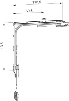 Maco  MM Eckumlenkung für Drehfenster mit 1 i.S. FFB 320-1.800 FFH 360-2.800 silber  209610