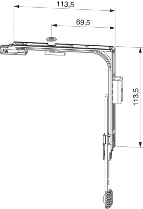 Maco  MM Eckumlenkung für Drehfenster zweiflüglig mit 1 i.S. und Schließteil FFB 320-1.800 FFH 360-2.800 s  209611