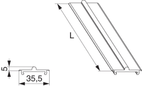 Maco  Laufschiene HS-ST flach in Alu Versatz 0 Nut 30x5 H=5mm L=3.500mm silber  454811