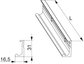 Maco  Laufschiene in Alu SKB-S/SE/Z Upgrade PAS unten L=6.070mm silber EV1  455664