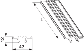 Maco  Führungs- und Bodenschiene HS in Alu "C" mit Dichtband B=42mm H=4mm L=3.500mm silber F1  N20114