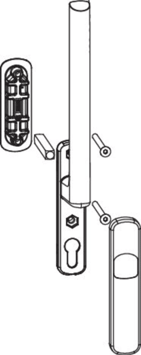 Maco  HS Griffgarnitur 12 Innen- und Muschelgriff kurz Einfrästiefe 13 mm Nocke innen 10 mit Schrauben M6x  103632