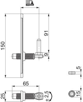 Maco  Verstellkloben mit Gewinde auf Konsole MV mit Seitenregulierung L=65 Abst.22-50 schwarz-S  14019