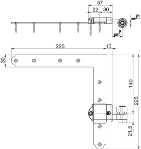 Maco  Winkelband MMV seitliche Regulierung ohne Anschraublasche mit Kröpfung 2 AT=37-45 schwarz-S  100025