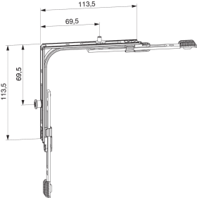 Maco  MM Eckumlenkung für Spaltlüftung mit 1 i.S. FFB 320-1.800 FFH 360-2.800 silber  209034