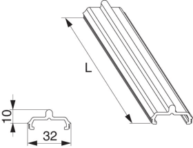 Maco  Laufschiene HS-ST in Alu Versatz 0 Nut 30x5 H=10mm L=5.000mm silber  466897