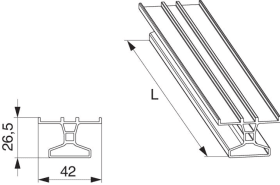 Maco  Führungsschiene HS Rehau Geneo L=2.500mm silber  466887