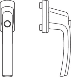 Maco  Fenstergriff Harmony mit 45° Raste Sperrknopf mit Nocken 10/12 ohne Stift titan F7  53733