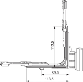 Maco  MM Falzecklagerband mit Eckumlenkung DTuni ohne ÜV links 12L/18Ü-13V mit 1 i.S. silber  208794