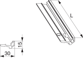 Maco  Glasaufnahmeleiste HS in Alu für Rahmenlose Fixverglasung für Holz/ALU L=2.500mm silber EV1  478991