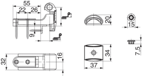 Maco  Kurzband BLR seitliche Regulierung für Ladeninnenöffner mit Anschlagpuffer mit Kröpfung 45-70 AT=18   22063
