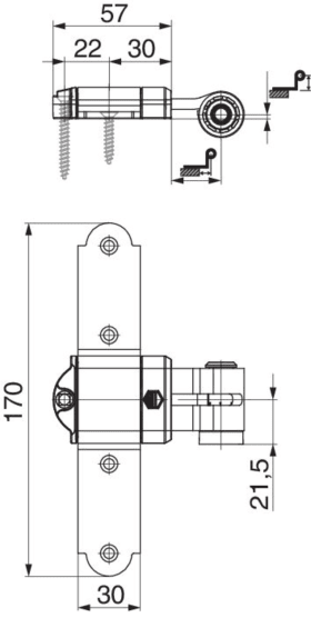 Maco  Kreuzband MMV seitliche Regulierung ohne Anschraublasche mit Kröpfung 7 AT=16-24 schwarz-S  100001