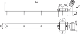 Maco  Langband MMV ohne Anschraublasche seitliche Regulierung mit Kröpfung 32-55 AT=16-24 L=340 schwarz-S  100014