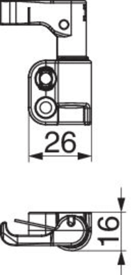 Maco  Schließklaue gefedert B=26 H=15 unten links / oben rechts schwarz-S  219843