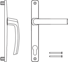 Maco  Drückergarnitur Harmony Innengriff Zamak Verschraubung +65 mit Nocken 12 PZ E=92 Profilstärke 64-73   100549