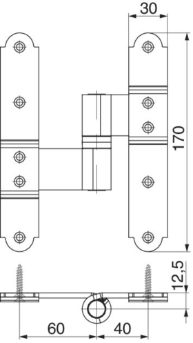 Maco  Mittelkreuzband MMV links mit geschlossener Bandbuchse Schraubenabstand 60-40 Ladenabstand 25 mit Kr  101133