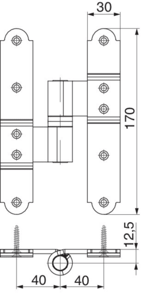 Maco  Mittelkreuzband MMV links mit geschlossener Bandbuchse Schraubenabstand 40-40 Ladenabstand 25 mit Kr  101135