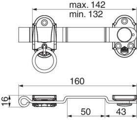 MACO Ladenmittelverschluss mit Ringteil und gekröpfter Kurbel 160 mm rechts/links weiß