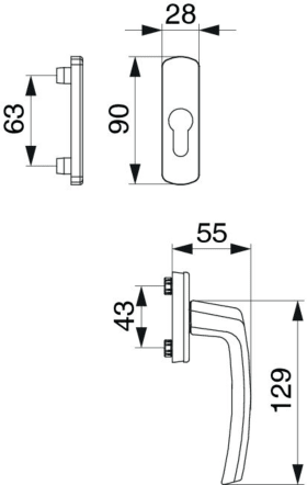 Maco  Griff- und Rosettengarnitur Harmony Innengriff mit 90° Raste PZ mit Nocken 10/12 ohne Stift VK7 grau  101795