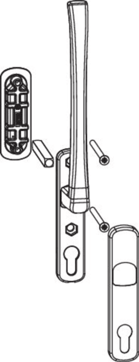 Maco  HS Griffgarnitur Standard Innen- und Muschelgriff kurz Einfrästiefe 13 mm PZ mit Schrauben M6x70 Sti  101853