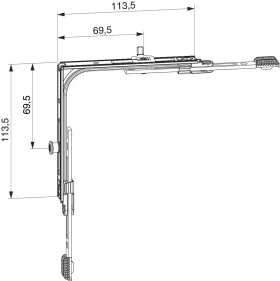 Maco  MM Eckumlenkung für Mehrfachlüftung mit 5 Lüftungsstellungen mit 1 i.S. FFB 400-1.000 FFH 800-1.700   101879