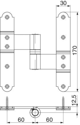 Maco  Mittelkreuzband MMV rechts mit geschlossener Bandbuchse Schraubenabstand 60-60 Ladenabstand 25 mit K  101883