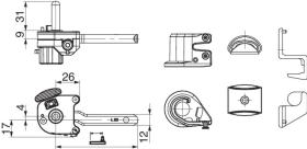 Maco  Rasthalter mit Kloben 4 mm gekröpft mit Anschlagpuffer Abst. 70-90 L110 rechts schwarz-S  102074