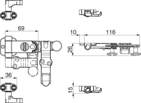 Maco  Ladenverschluss 2F mit Standard-Kurbel L=116 ohne Schließzapfenplatten ohne Sicherungsblock mit gefe  102152