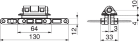 Maco  Mittelband F12 und PAD Schraubenabstand 21-21 mit Stift Ladenabstand 20 grau-S  102158