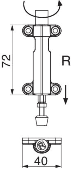 Maco  Ladenendverschluss mit Stangenausschluss und Gummipuffer rechts schliessend schwarz-S  102428