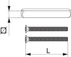 Maco  Packung Schrauben und Vierkantstift für HS Griff mit Muschelgriff 108-112 Stift 68 M6x115  104830