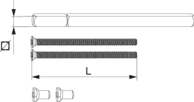 Maco  Packung Schrauben und Vierkantstift für HS Griff innen und außen 58-92 Stift 120 M6x100  104831