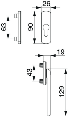 Maco  Griff- und Rosettengarnitur Harmony Außengriff flach PZ mit Nocken 12 ohne Stift VK7 graubraun RAL 8  105677