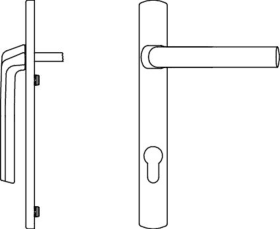 Maco  Drückergarnitur Harmony Außengriff nieder Zamak Verschraubung -21 mit Nocken 10 PZ E=92 Profilstärke  11420