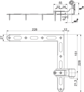 Maco  Winkelband BLR seitliche Regulierung mit Kröpfung 32-50 AT=18 L=228 Gr.1 weiß-S  13168
