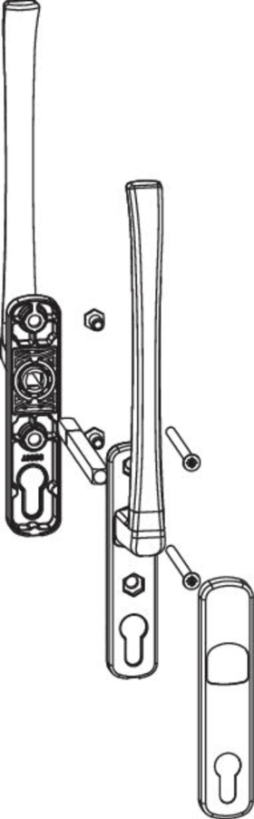 Maco  HS Griffgarnitur Standard Innen- und Außengriff PZ Nocke aussen 8 mit Schrauben M6x80 Stift 10x96 Pr  13343