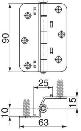 Maco  Mittelband BLR Schraubenabstand 20-24 gekröpft Ladenabstand 25 schwarz-S  14064