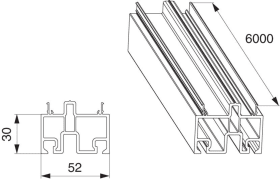 Maco  Unterbauprofil HS-ST in PVC stapelbar für Grundkörper 140/180 B=52mm H=30mm L=6.000mm weiß  454867