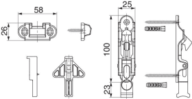 Maco  Türladenhalter mit kurzer Verriegelungskonsole mit Schrauben und Dübel schwarz-S  14462