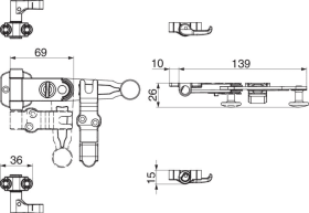 Maco  Ladenverschluss 2F mit Kurbel lang L=139 ohne Schließzapfenplatten ohne Sicherungsblock mit Schließk  14470