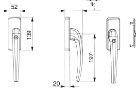 Maco  SKB-Z Griff mit Aufsatzgetrieb Standard Innengriff mit 45° Raste Sperrzylinder mit Nocken 4 mit Schr  455766