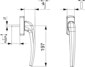 Maco  SKB-Z Griff Standard Innengriff mit 90° Raste mit Nocken 12 Stift 8x45 mit Schrauben M5x55 mittelbro  455773