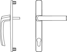Maco  Drückergarnitur Harmony Außengriff hoch Zamak Verschraubung +65 mit Nocken 12 PZ E=92 Profilstärke 9  203192
