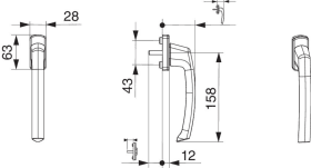 Maco  SKB Griff Harmony Innengriff mit 90° Raste mit Nocken 10/12 Stift 7x35 bronze SKB  203889