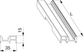 Maco  Aufsatzschiene HS-P in Alu für beweglichen Flügel mit Wasserschlitze "C"-Nut H=15 L=2.500 silber  460885