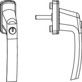 Maco  Fenstergriff Harmony mit 45° Raste Sperrzylinder mit Nocken 10/12 Stift 7x38 titan F7  207314