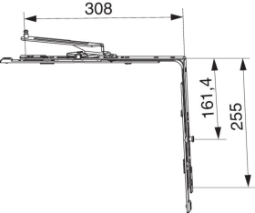 Maco  Eckumlenkung SKB-Z Griffseite oben 9V mit 1 i.S. Schema A rechts silber  465513