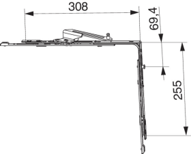 Maco  Eckumlenkung SKB-Z Bandseite oben 9V mit 1 i.S. Schema A-C rechts silber  465514
